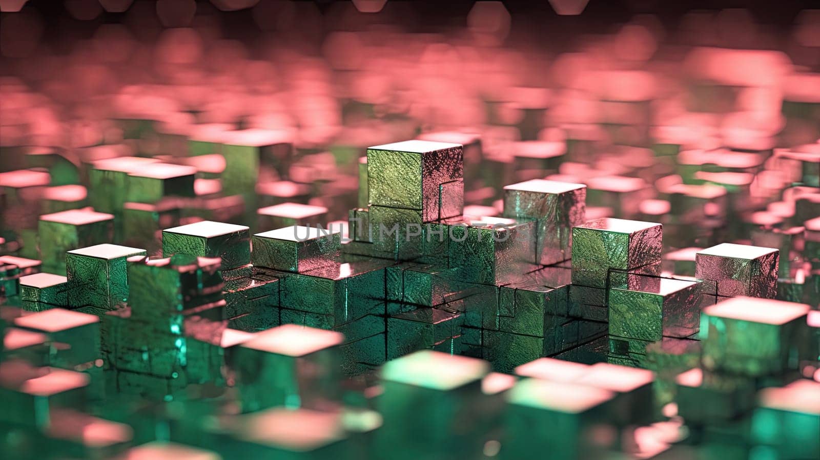 Abstract background with structure of cubes. Colorful cubes texture for technology backdrop. Generated AI