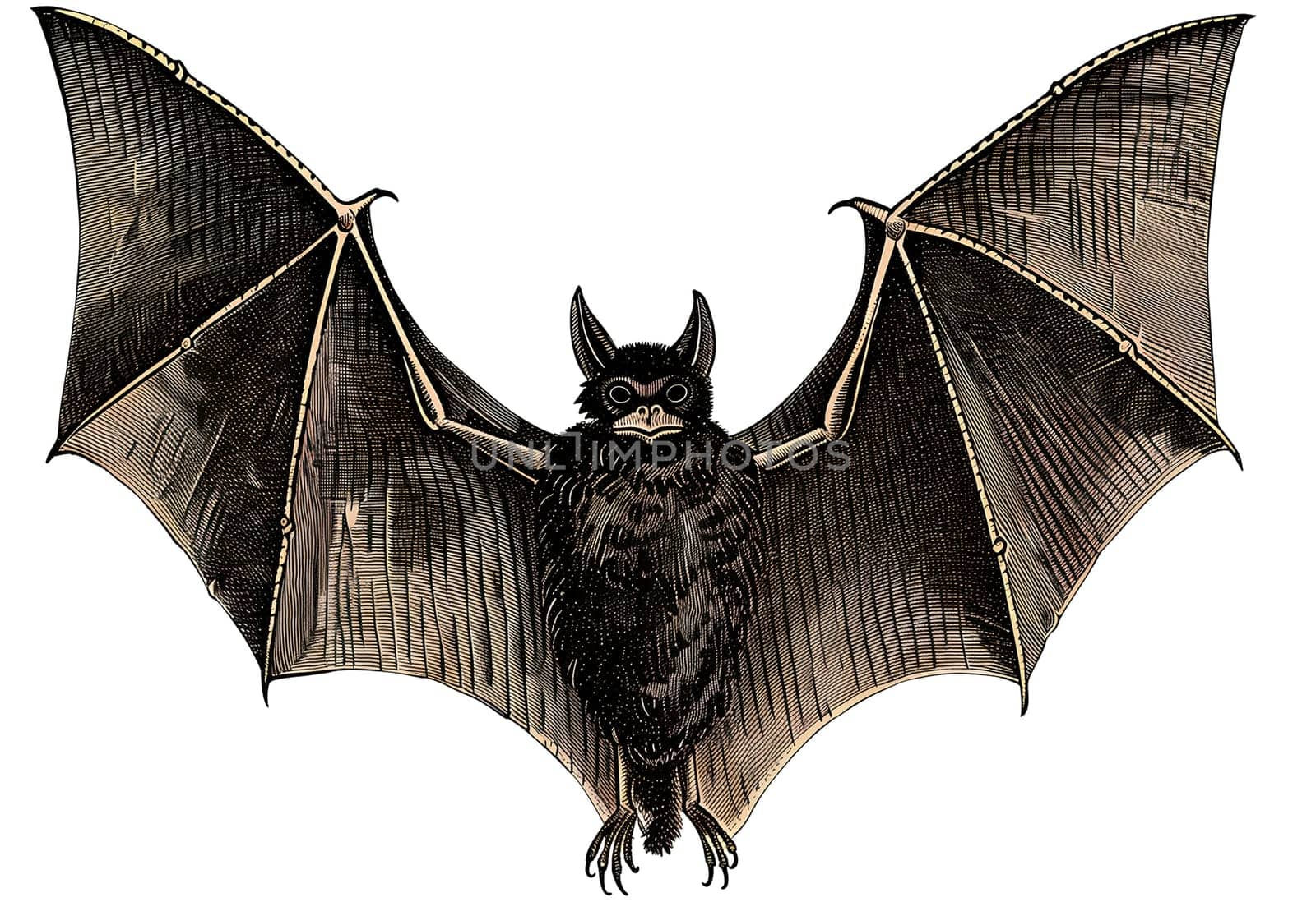 vintage retro illustration of a bat for Halloween isolated