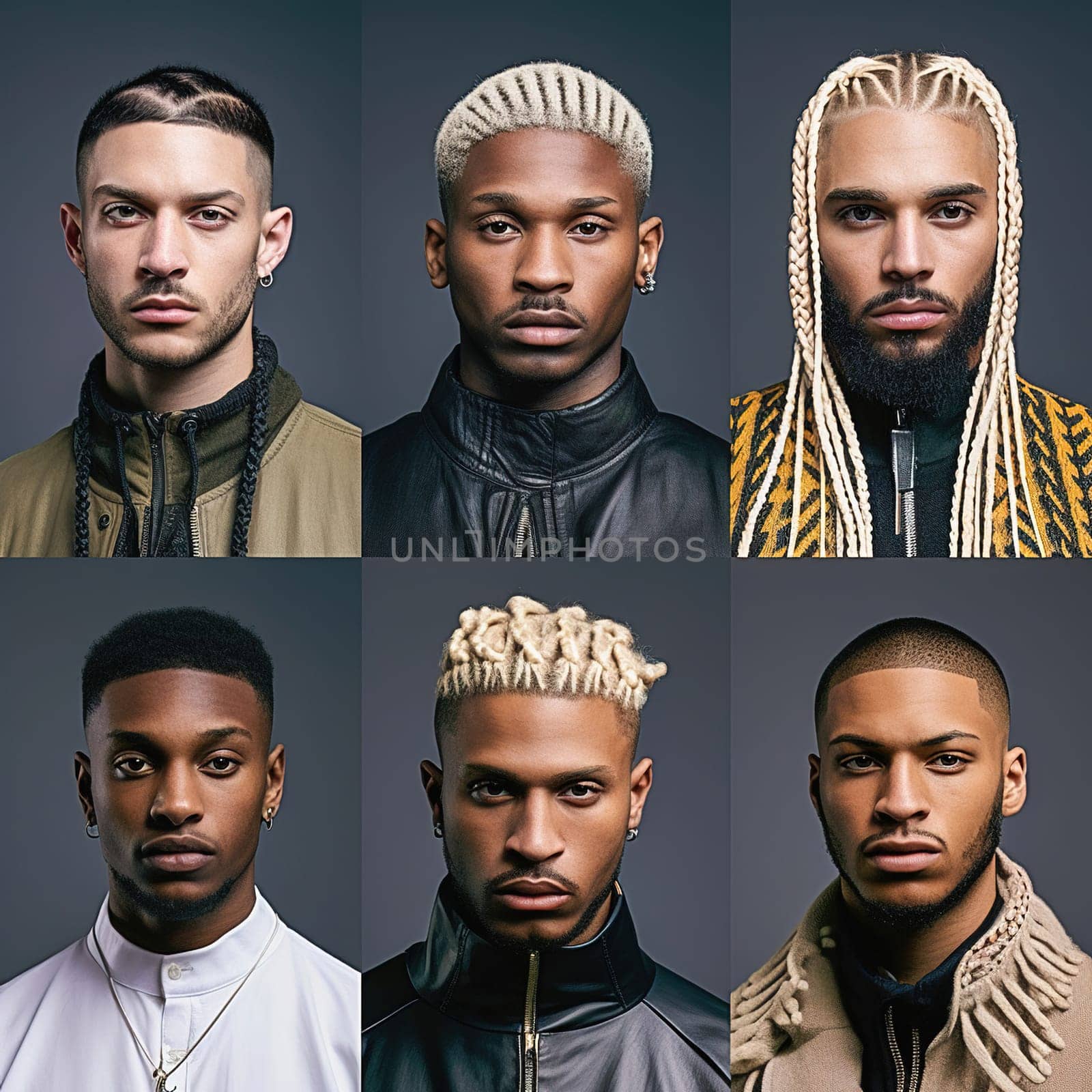 Stylish dreadlock hairstyles from the African American men's catalog. High quality photo