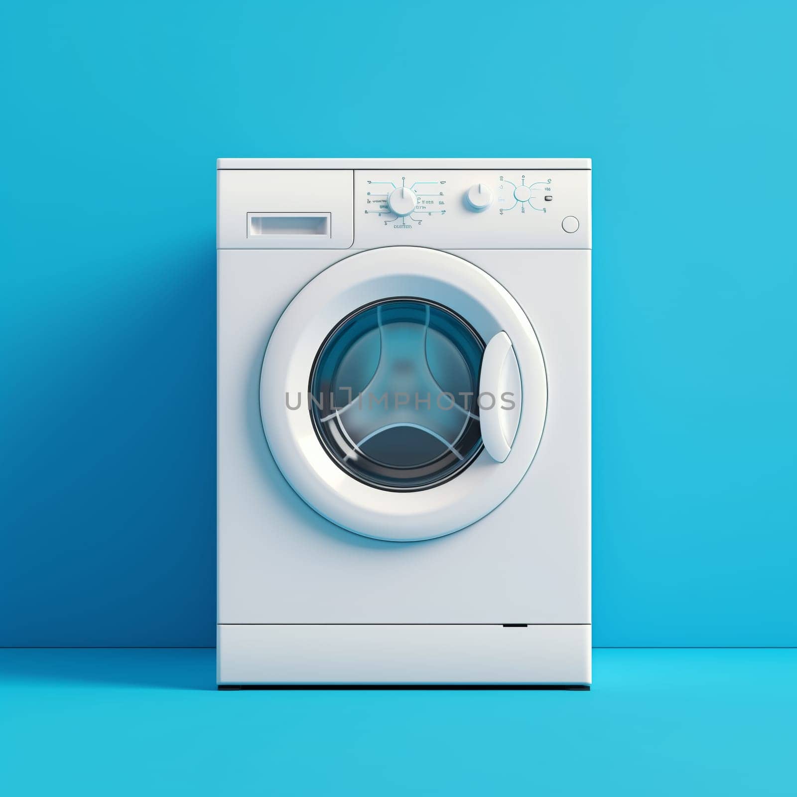 Washing machine isolated on blue background