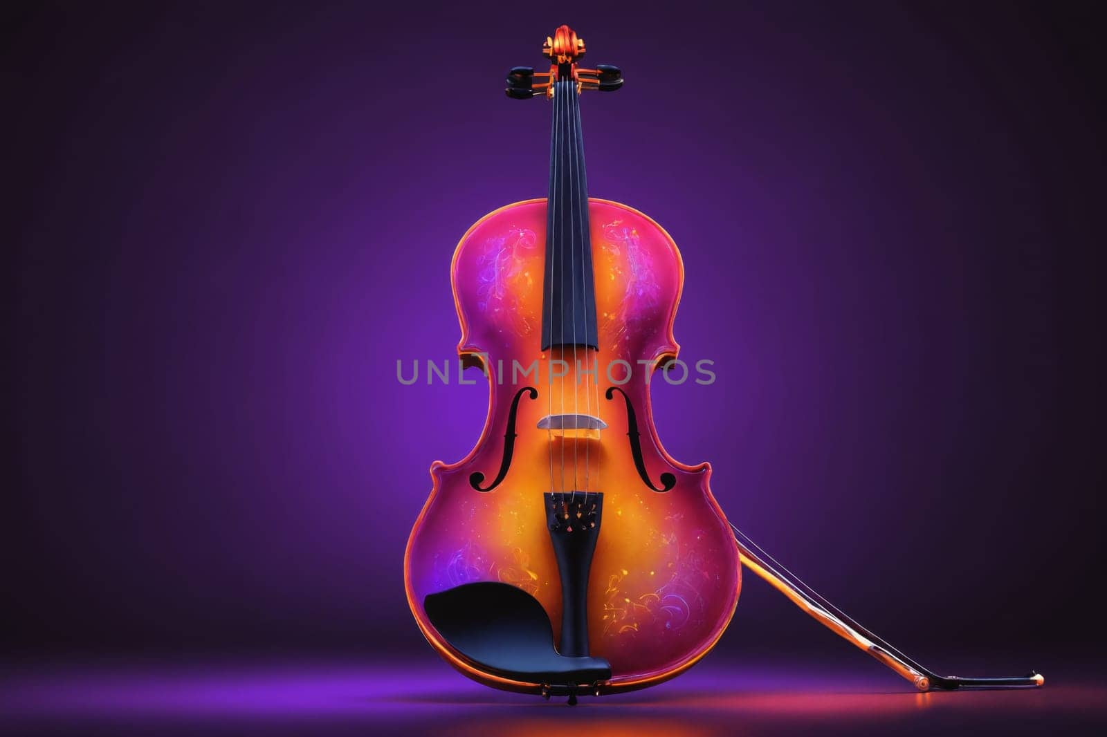 The majestic violin takes on a new life in vibrant neon colors, an illustration that sings to the soul.