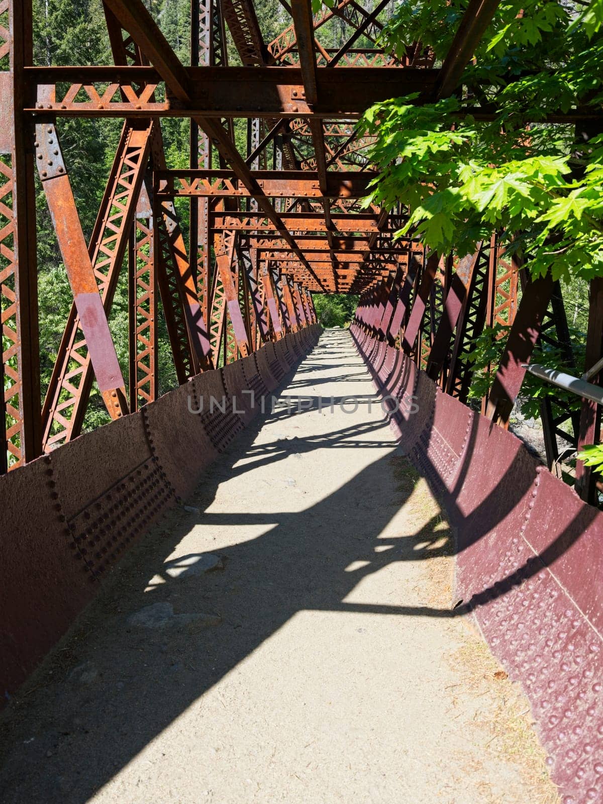 The walking path of the Tumwater Canyon Bridge just west of Leavenworth, Washington.