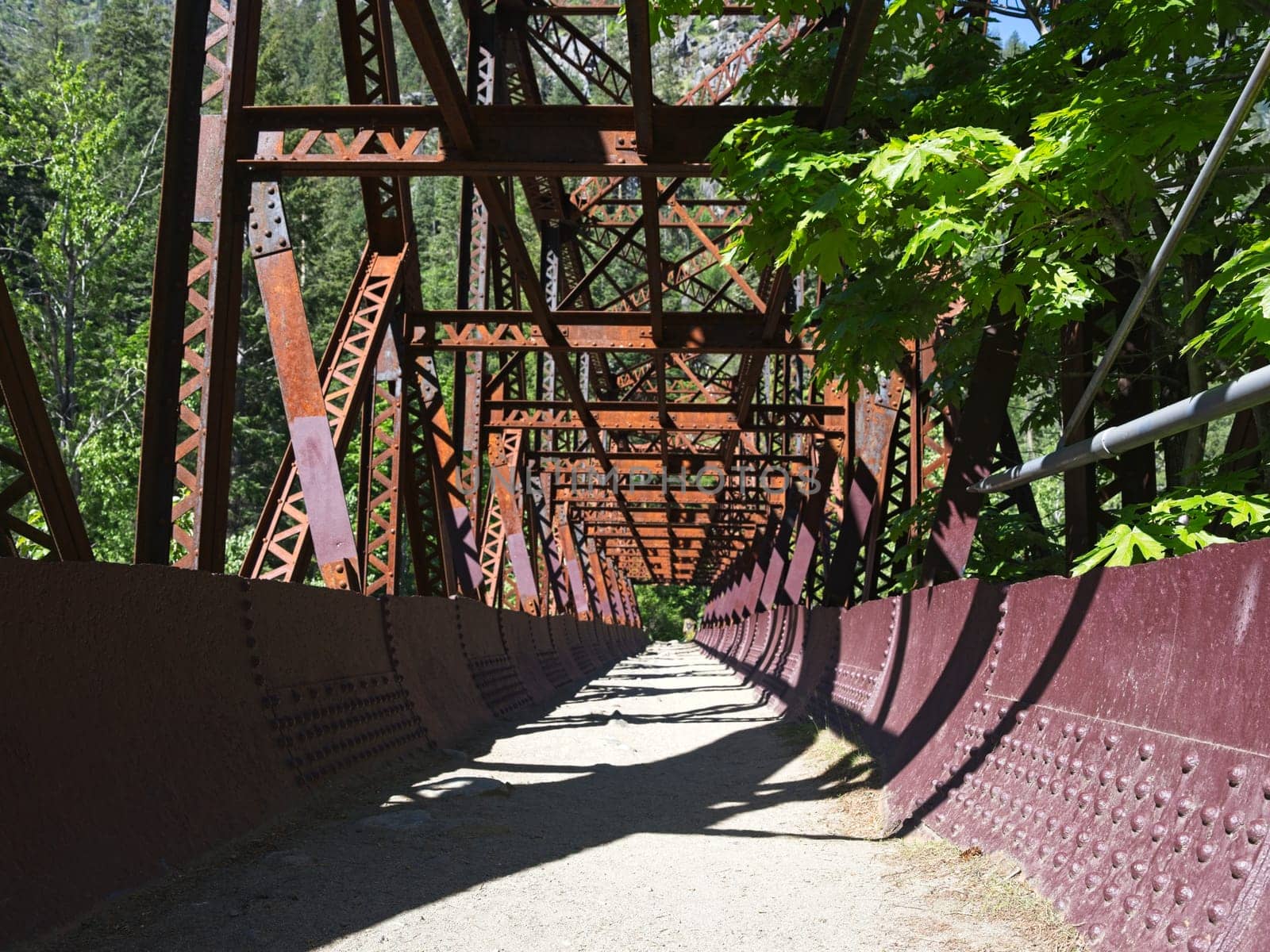The walking path of the Tumwater Canyon Bridge just west of Leavenworth, Washington.