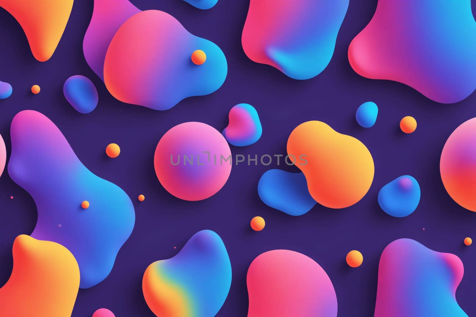 A digital abstract artwork featuring a seamless pattern of vibrant pink, blue, and purple shapes, with a gradient effect that creates a sense of depth and movement. The shapes are layered and overlapping, creating a dynamic and energetic visual.