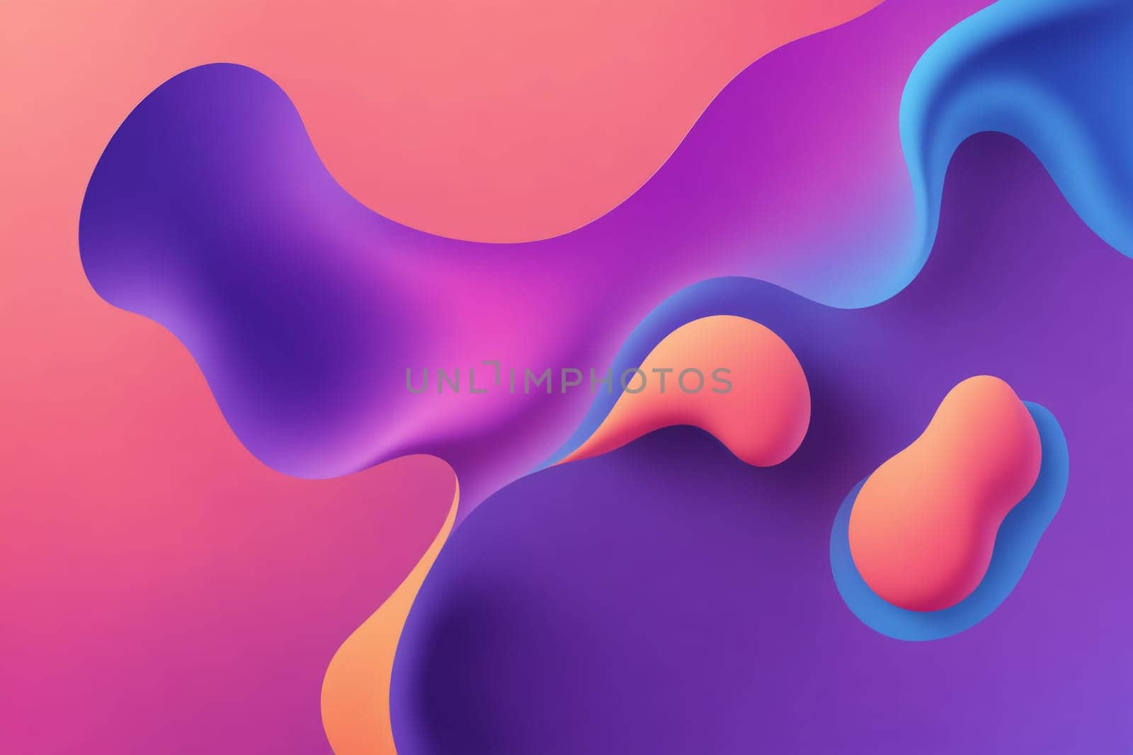 This abstract digital art piece features a vibrant color scheme of pinks, purples, and blues. The shapes are fluid and organic, creating a sense of movement and energy. The image evokes a sense of both calm and excitement.