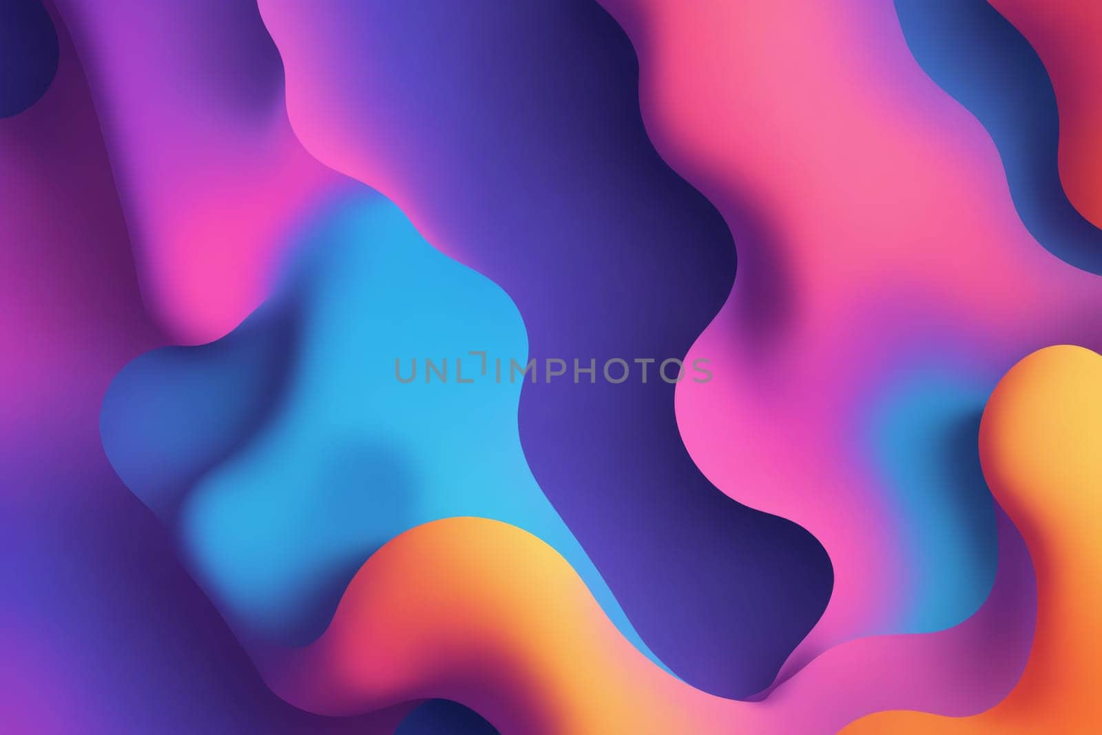 This abstract digital art piece features a vibrant color scheme of pinks, purples, and blues. The shapes are fluid and organic, creating a sense of movement and energy. The image evokes a sense of both calm and excitement.