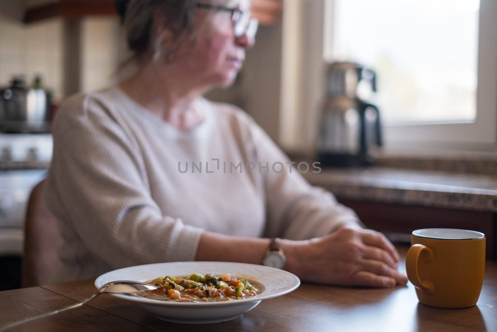 woman with no food appetite. anorexia symptoms, food poisoning, choking hazard, health care concept.