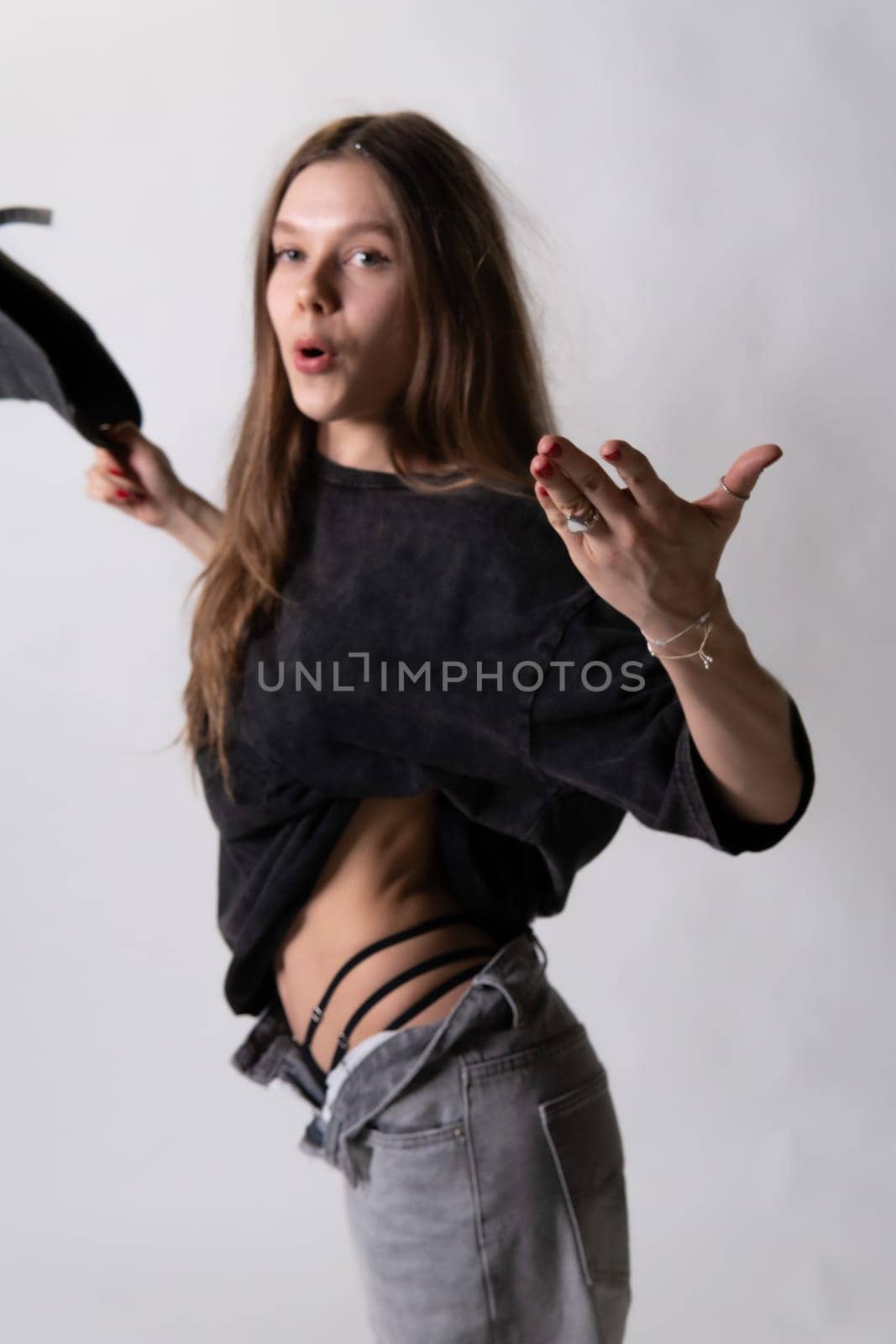 person look underpants portrait background lady cap face beauty hand model white hair