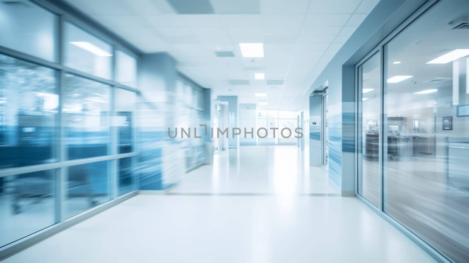 Blurred Hallway in Office Building.