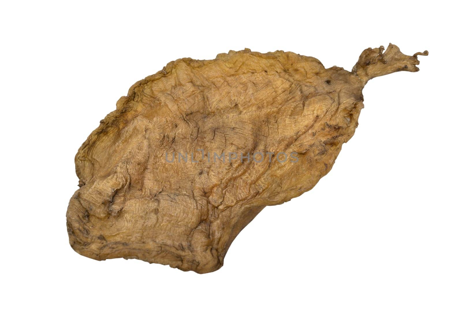 Fish Maw Soup or Dried Fish Stomach (Dried Fish Bladder) isolated on white background with clipping path. Chinese dried food, Healthy eating lifestyle concept, Space for text, Selective focus.