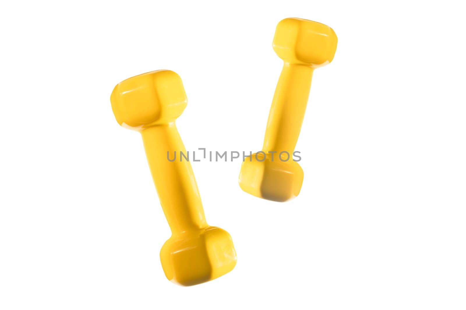 dumbbells in fall isolated on white,playing sports