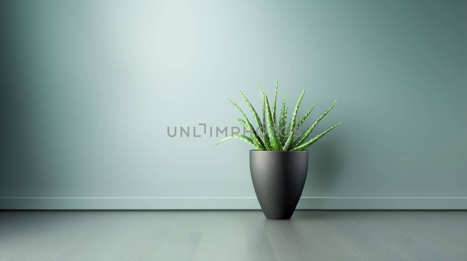 Indoor cactus plant in a pot. Side view on shelf against a white wall. Copy space.