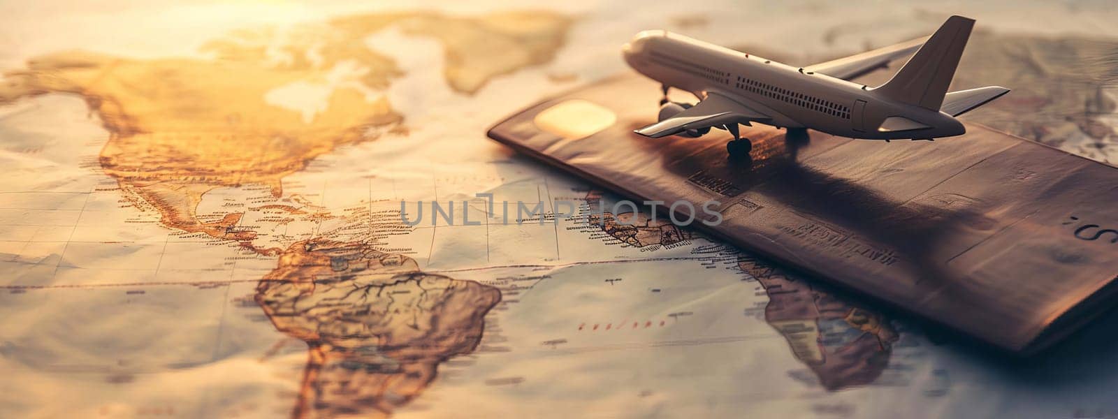 concept of preparation for travel passport airplane. selective focus. Generative AI. tours