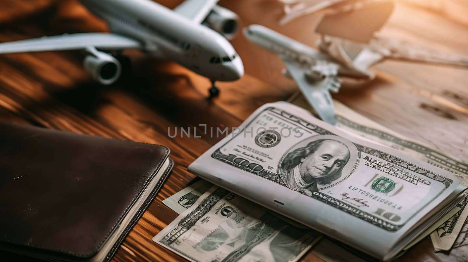 concept of preparation for travel passport airplane. selective focus. Generative AI. tours