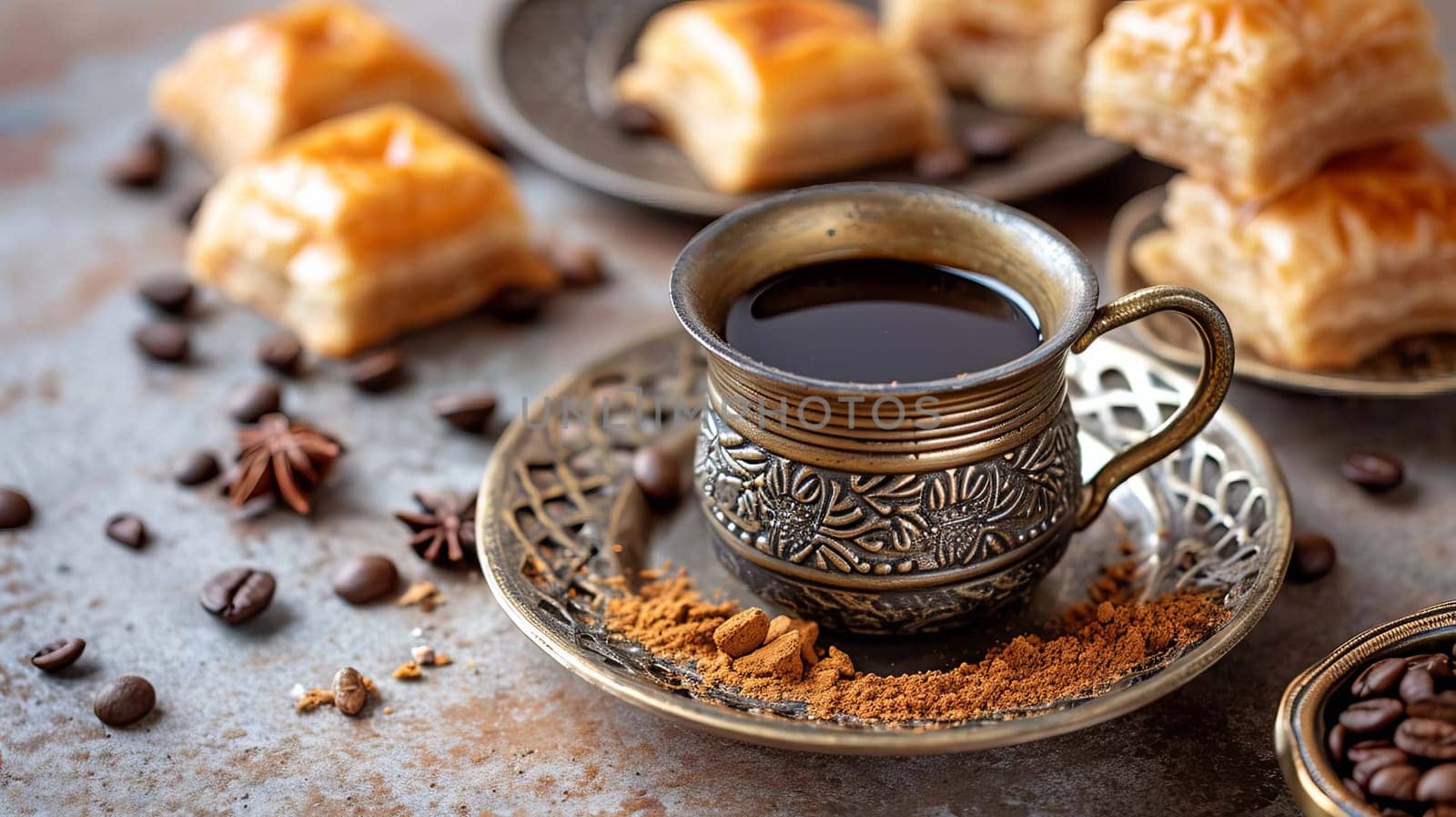 Turkish coffee. selective focus. drink Generative AI,