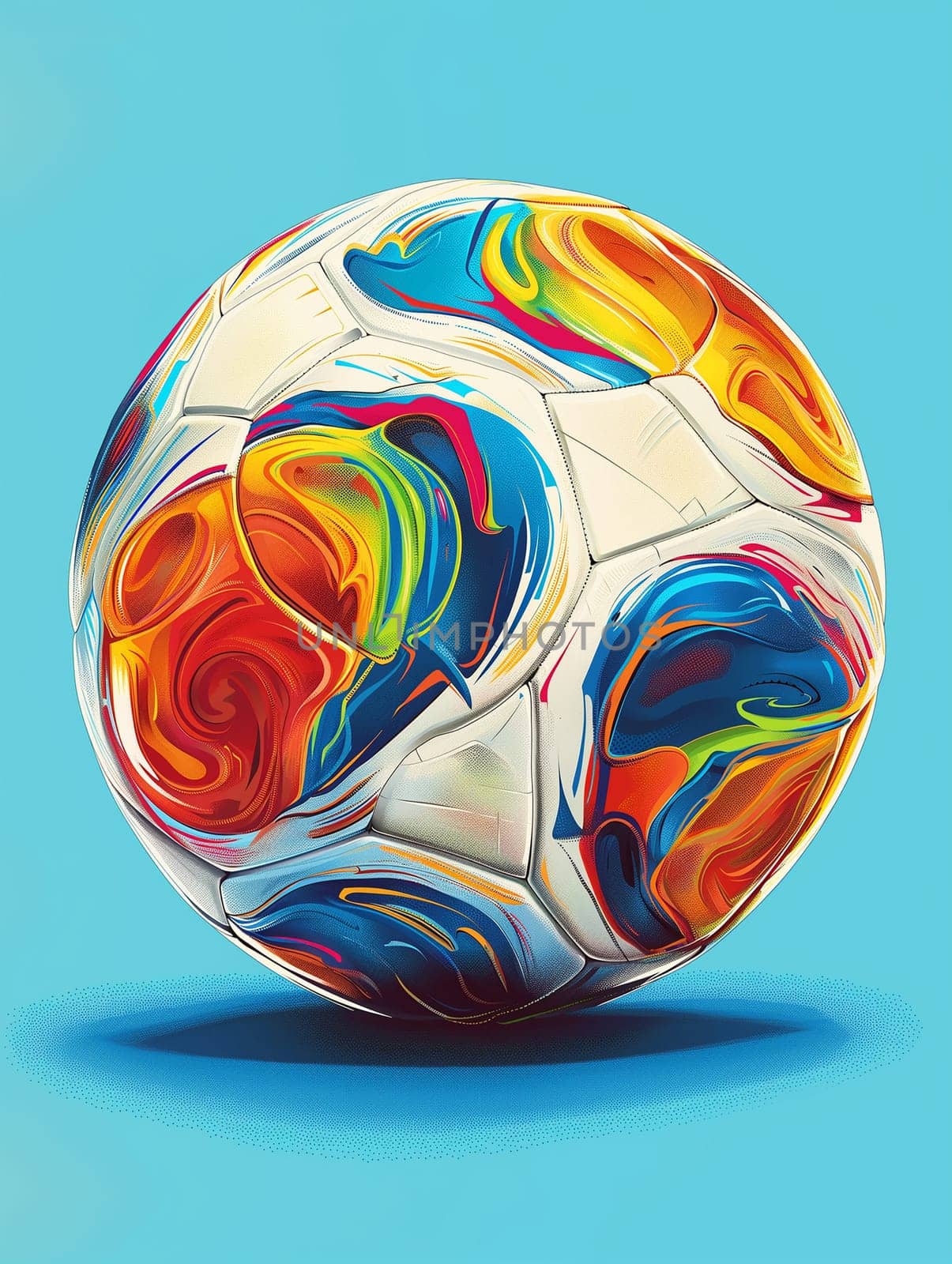 Colorful and abstract soccer ball with artistic design and vibrant pattern for sport and creative use