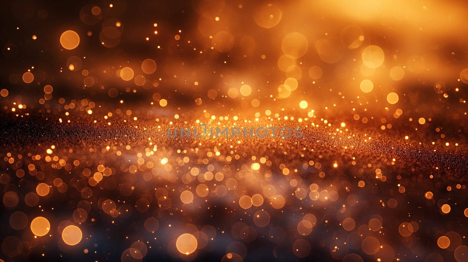 Golden bokeh sparkle with a blurred soft glow, shine, and abstract light creating a warm atmosphere