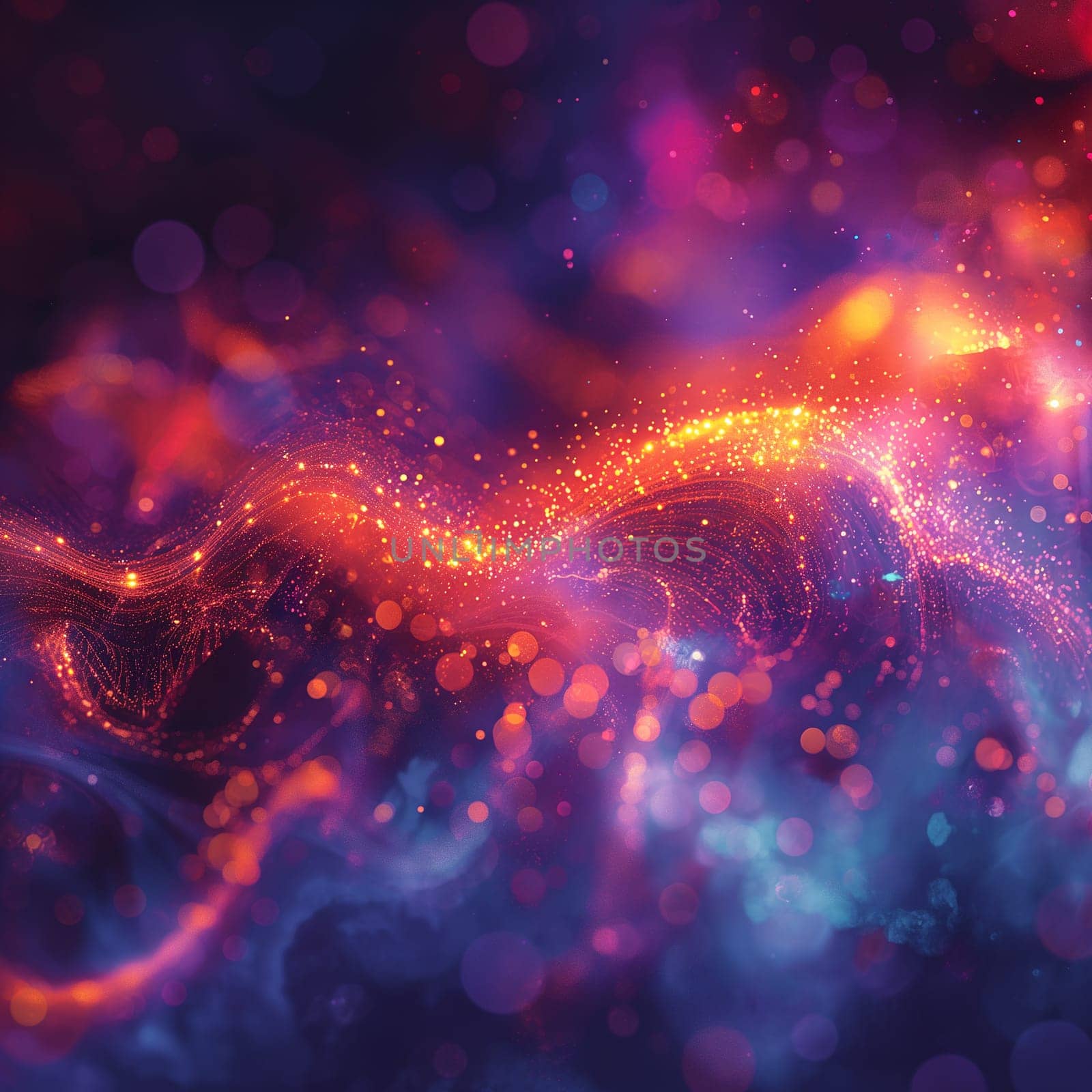 Abstract vibrant colorful background with light effects, digital dreamy bokeh and cosmic glow