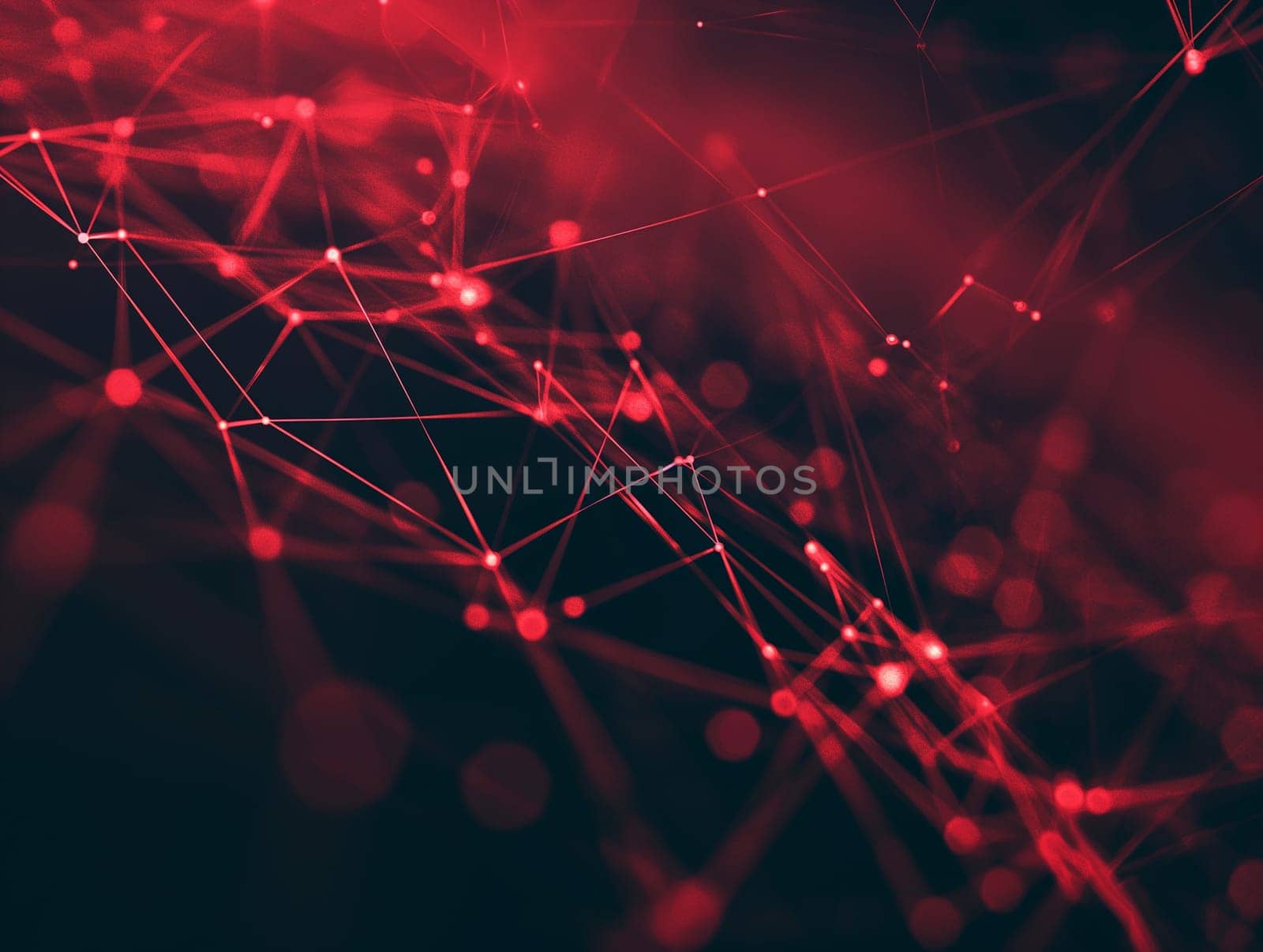 Abstract image of red network lines forming digital connections with nodes in the background