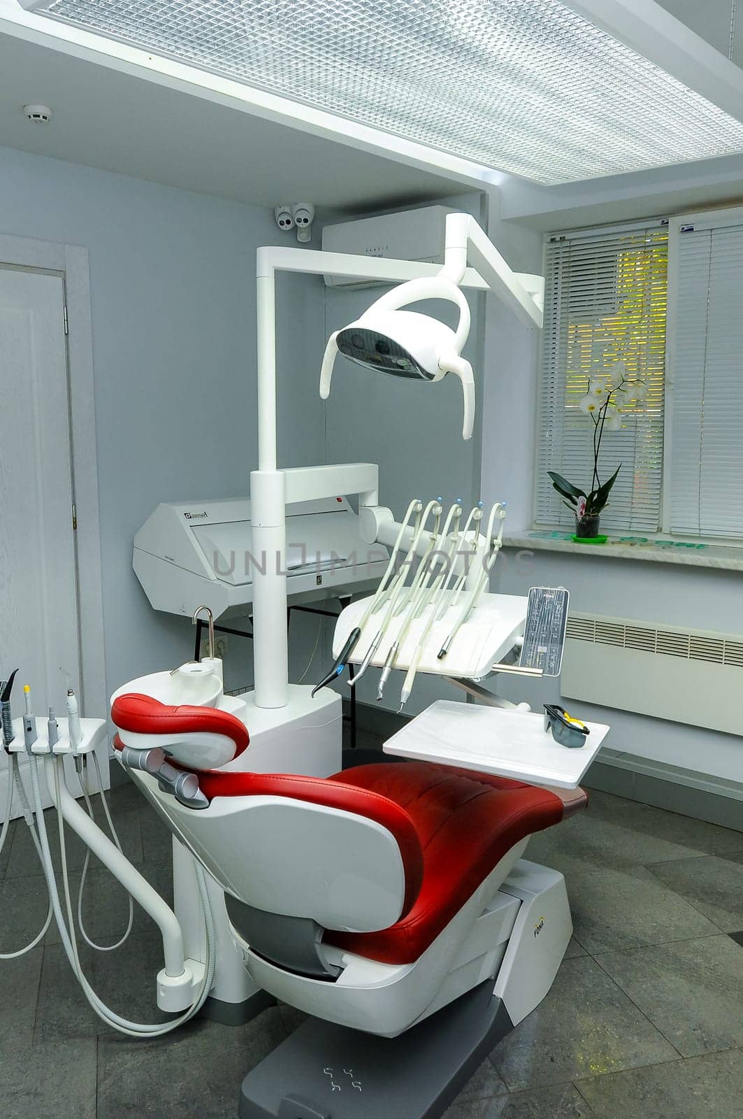 ODESSA, UKRAINE- NOVEMBER 01, 2017: modern dental chair, dentist's workplace, Odessa