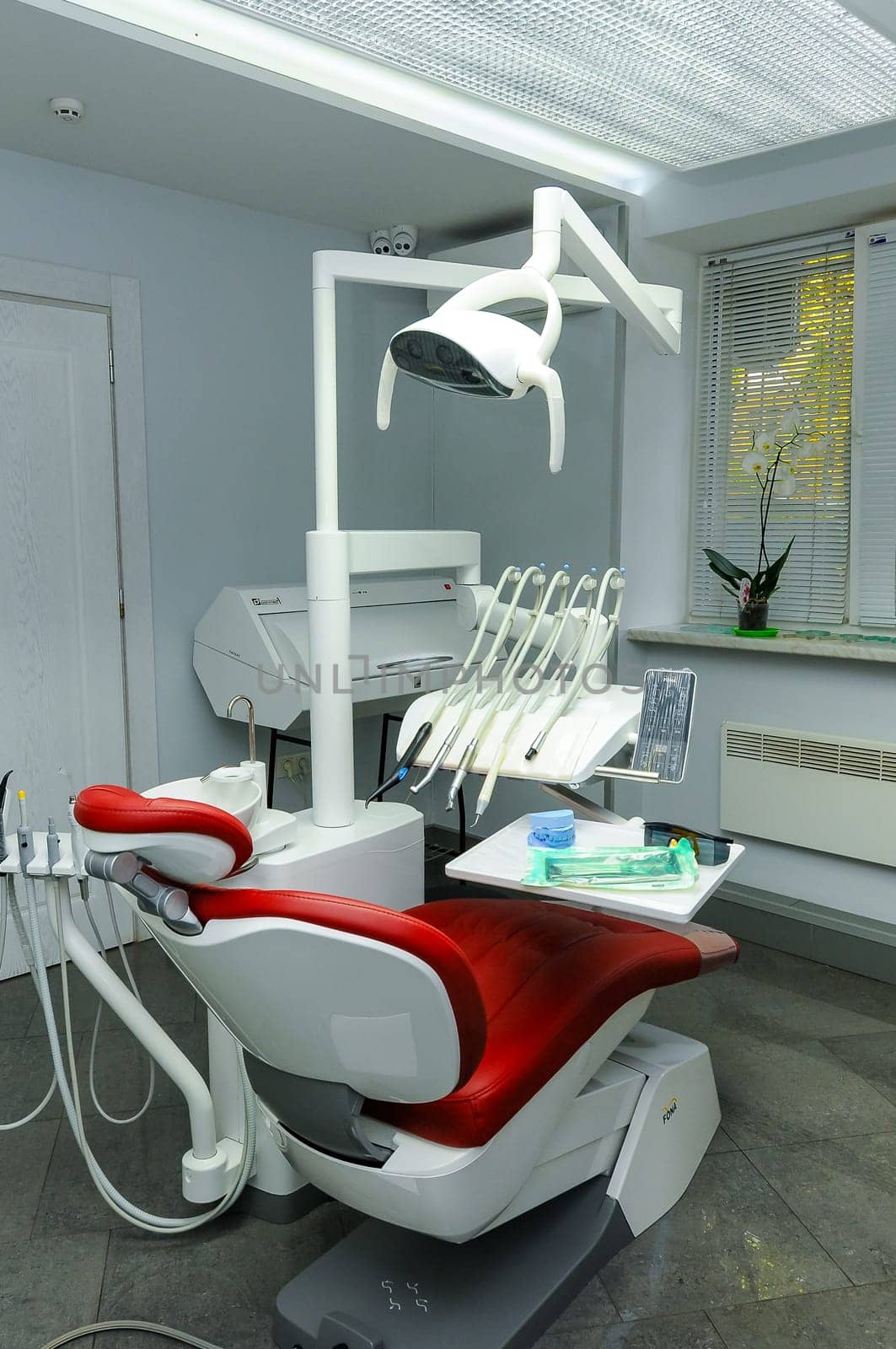 ODESSA, UKRAINE- NOVEMBER 01, 2017: modern dental chair, dentist's workplace, Odessa