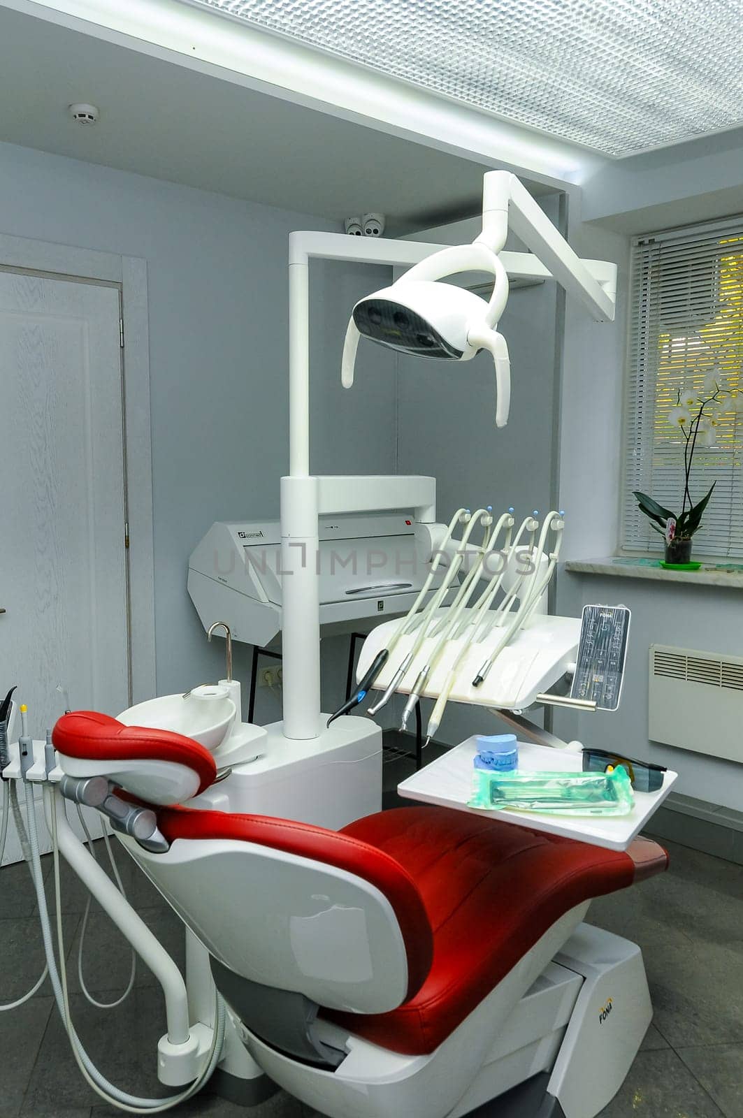 ODESSA, UKRAINE- NOVEMBER 01, 2017: modern dental chair, dentist's workplace, Odessa
