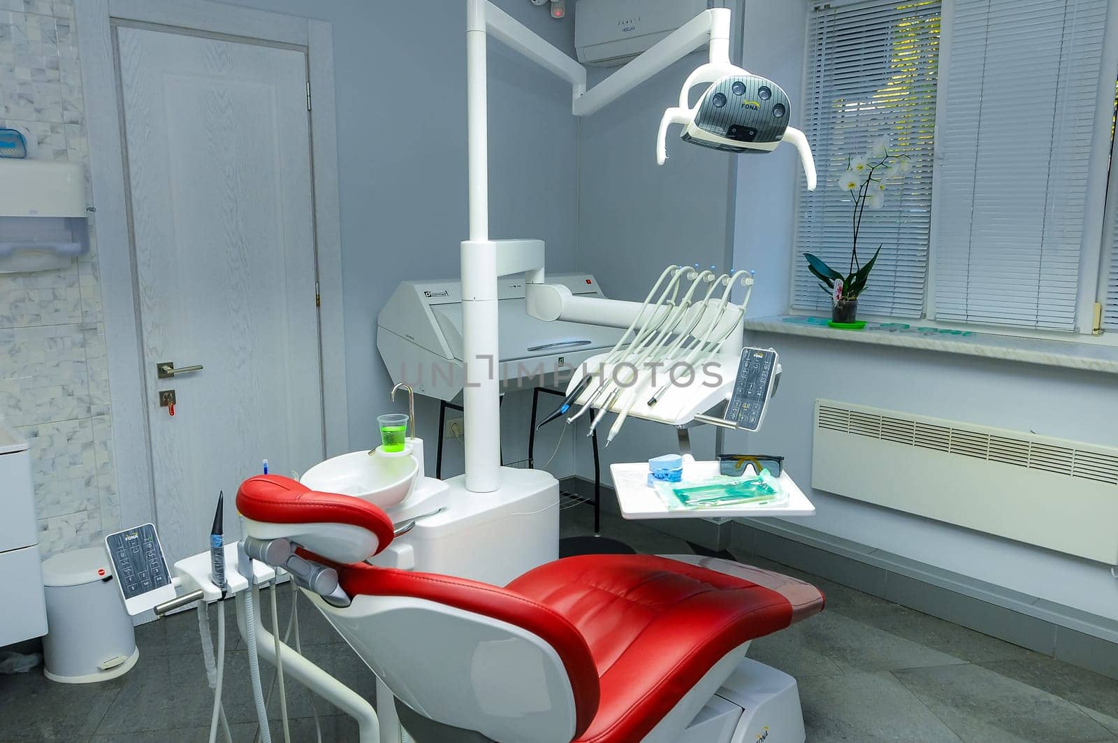 ODESSA, UKRAINE- NOVEMBER 01, 2017: modern dental chair, dentist's workplace, Odessa
