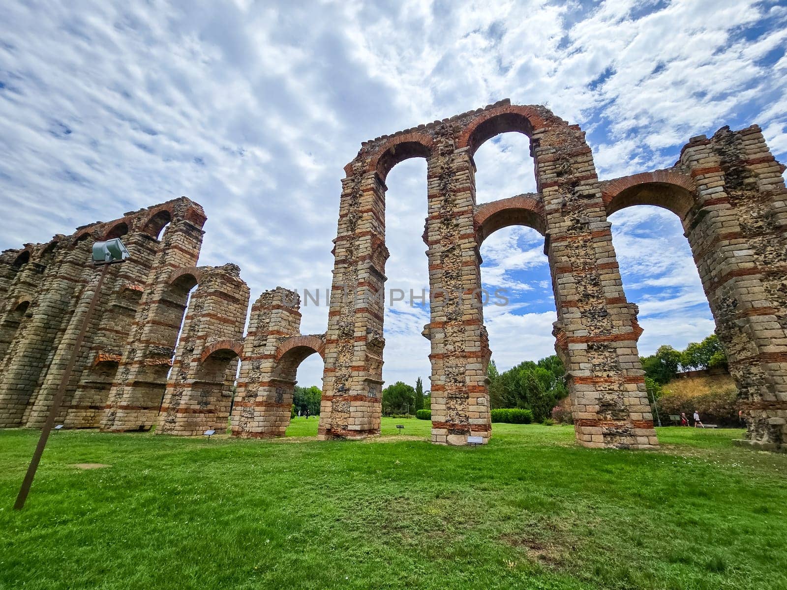 The Acueducto de los Milagros, Miraculous Aqueduct in Merida, Extremadura, Spain is a ruined Roman aqueduct bridge, part of the aqueduct built to supply water to the Roman colony of Emerita Augusta