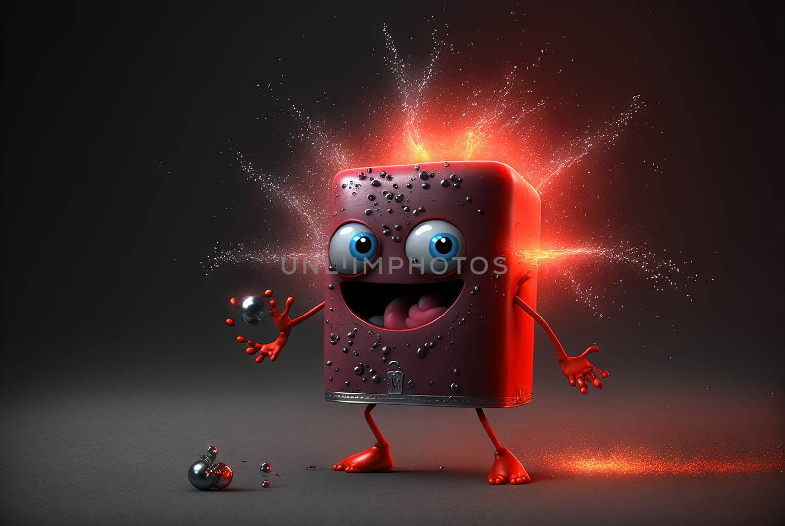 Funny monster character. Crazy cute creature with weird eyes. Generated AI