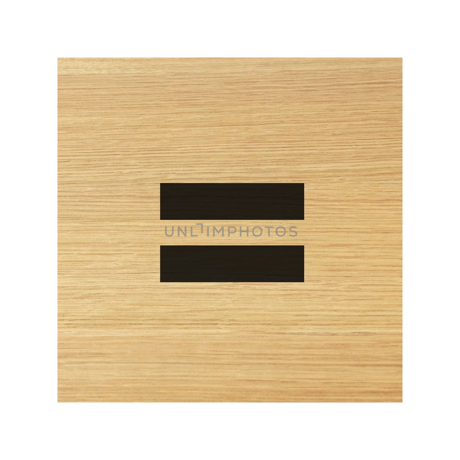 An Equals sign wood block on white with clipping path