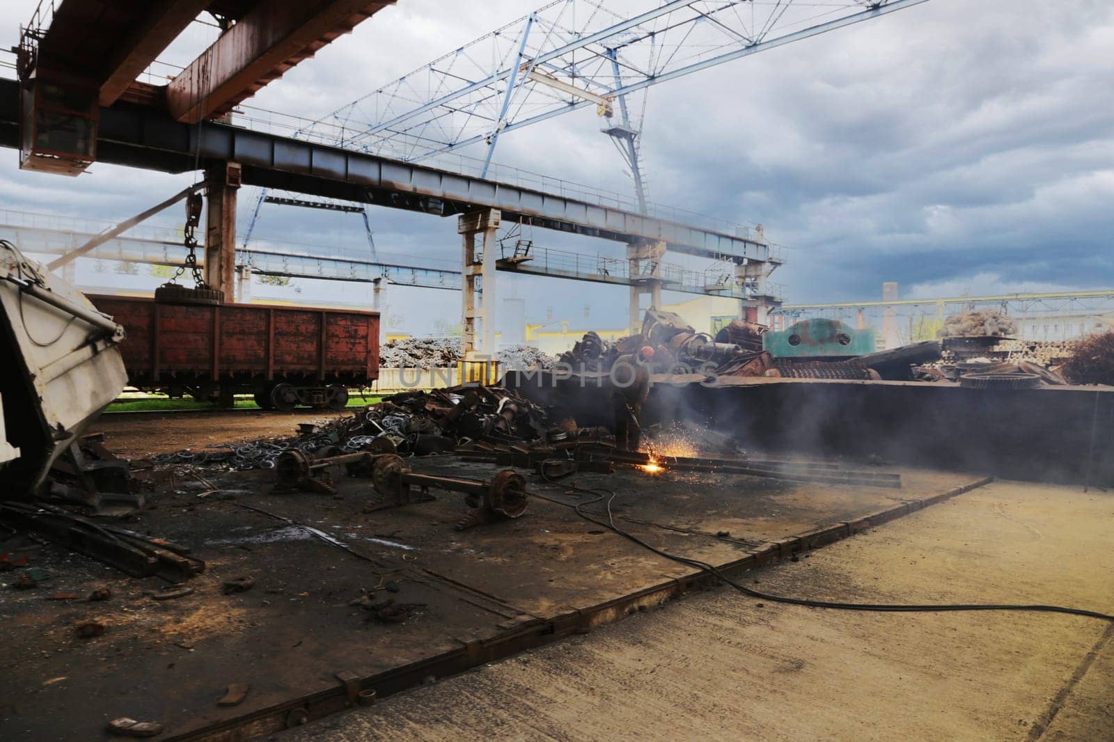 Outdoor disposal of unusable metal.