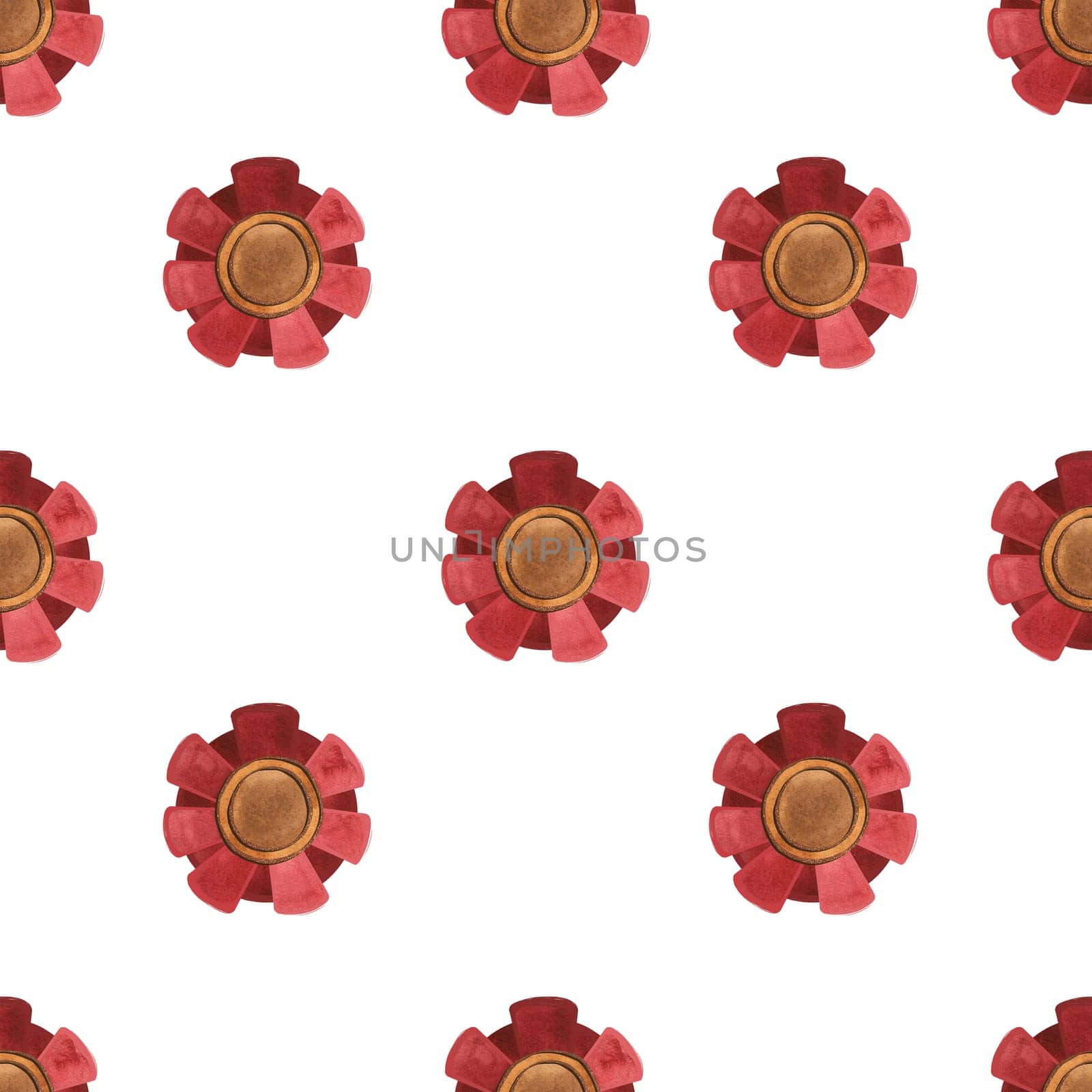 Competition winner prize: seamless pattern with sparkling cups and medals. Design of the award ceremony in watercolor