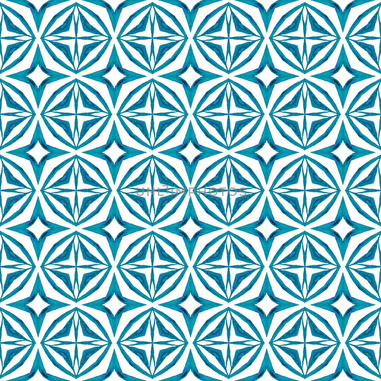 Textile ready radiant print, swimwear fabric, wallpaper, wrapping. Blue imaginative boho chic summer design. Arabesque hand drawn design. Oriental arabesque hand drawn border.