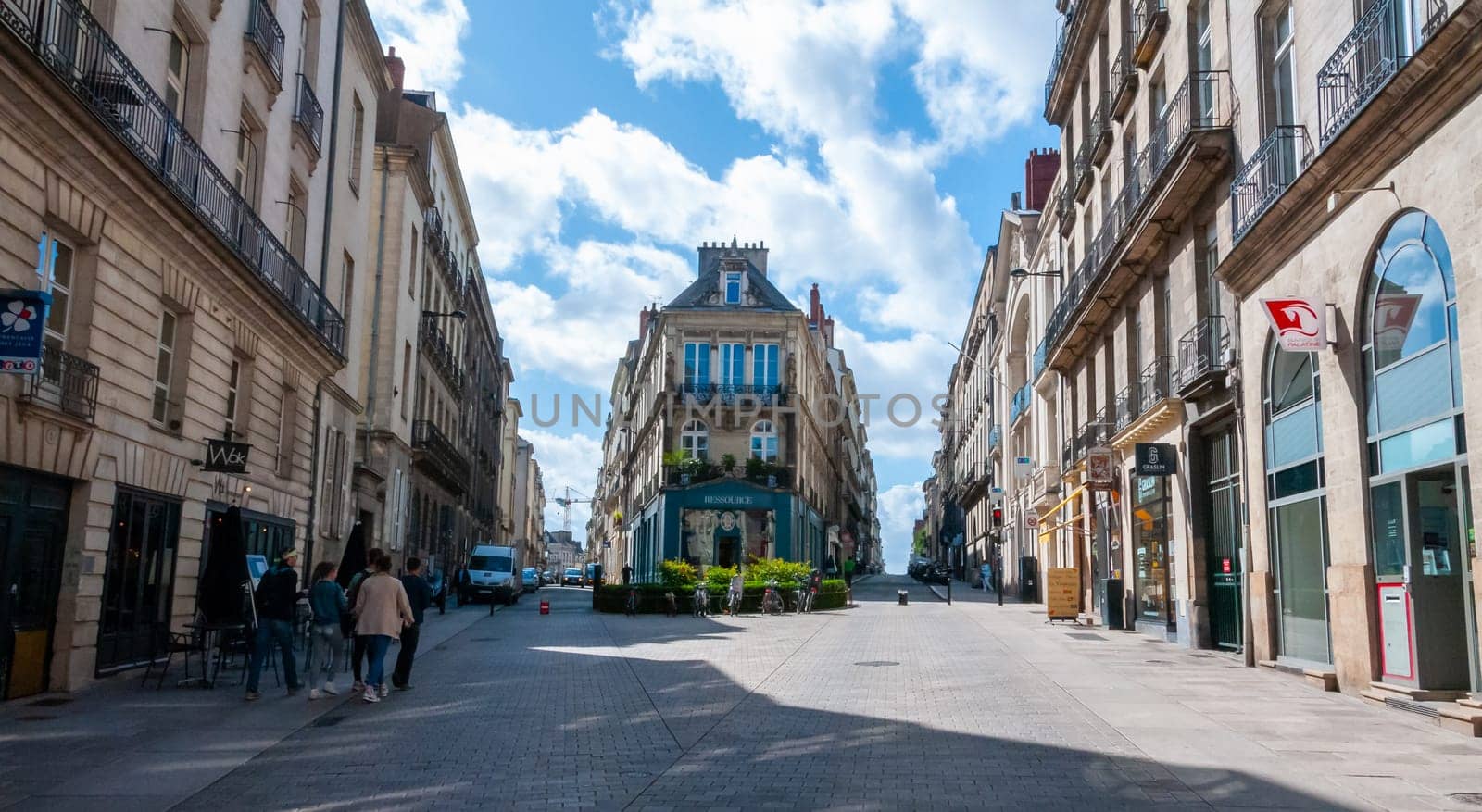 NANTES, FRANCE - SEPTEMBER 12, 2017: Facade of an old building in the city of Nantes, France