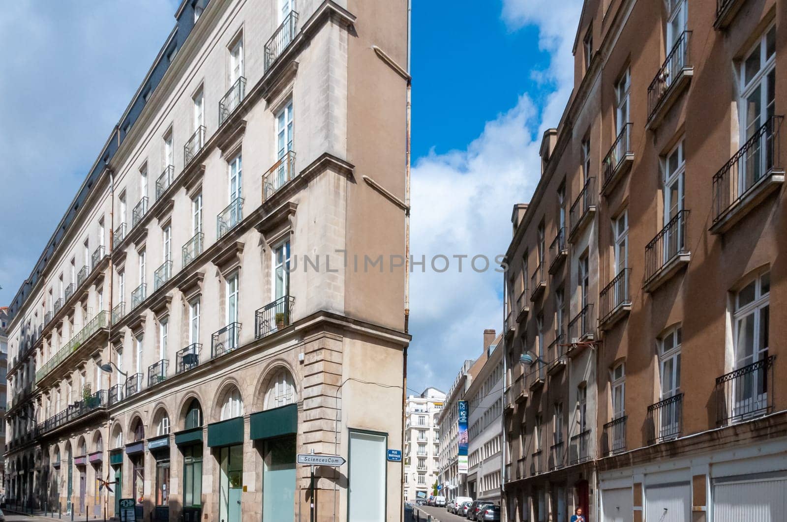 NANTES, FRANCE - SEPTEMBER 12, 2017: Facade of an old building in the city of Nantes, France