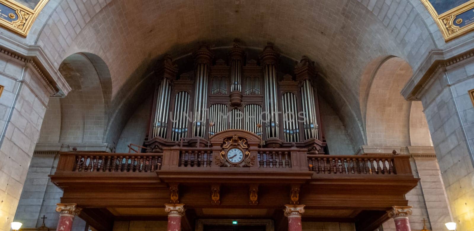 NANTES, FRANCE - SEPTEMBER 12, 2017: organ, Eglise Notre-Dame-de-Bon-Port, Nantes, France, Eglise Notre-Dame-de-Bon-Port, Nantes, France