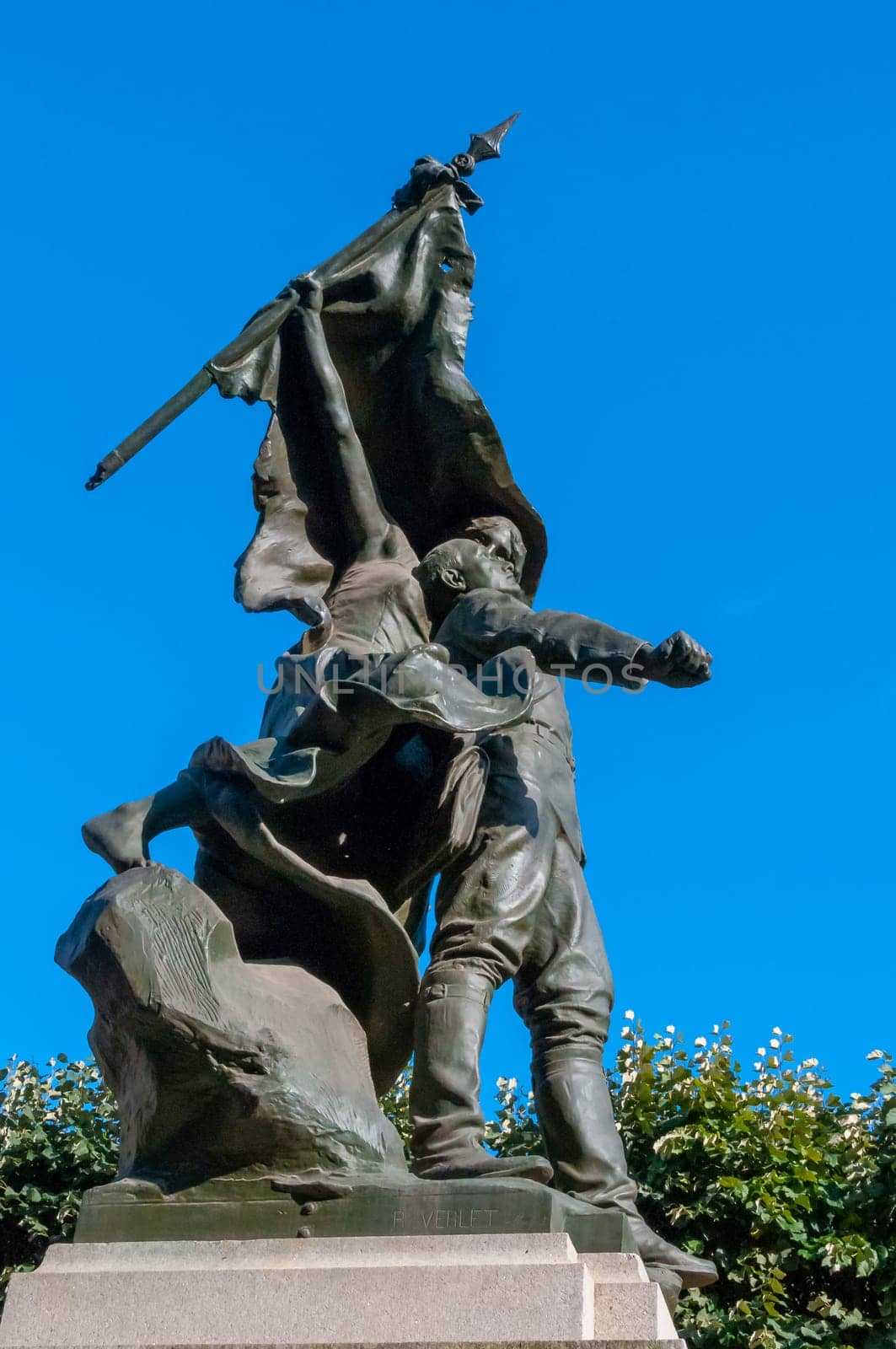 NANTES, FRANCE - SEPTEMBER 12, 2017: Statue of colonel Villebois-Mareuil in Nantes (Loire-Atlantique, France)