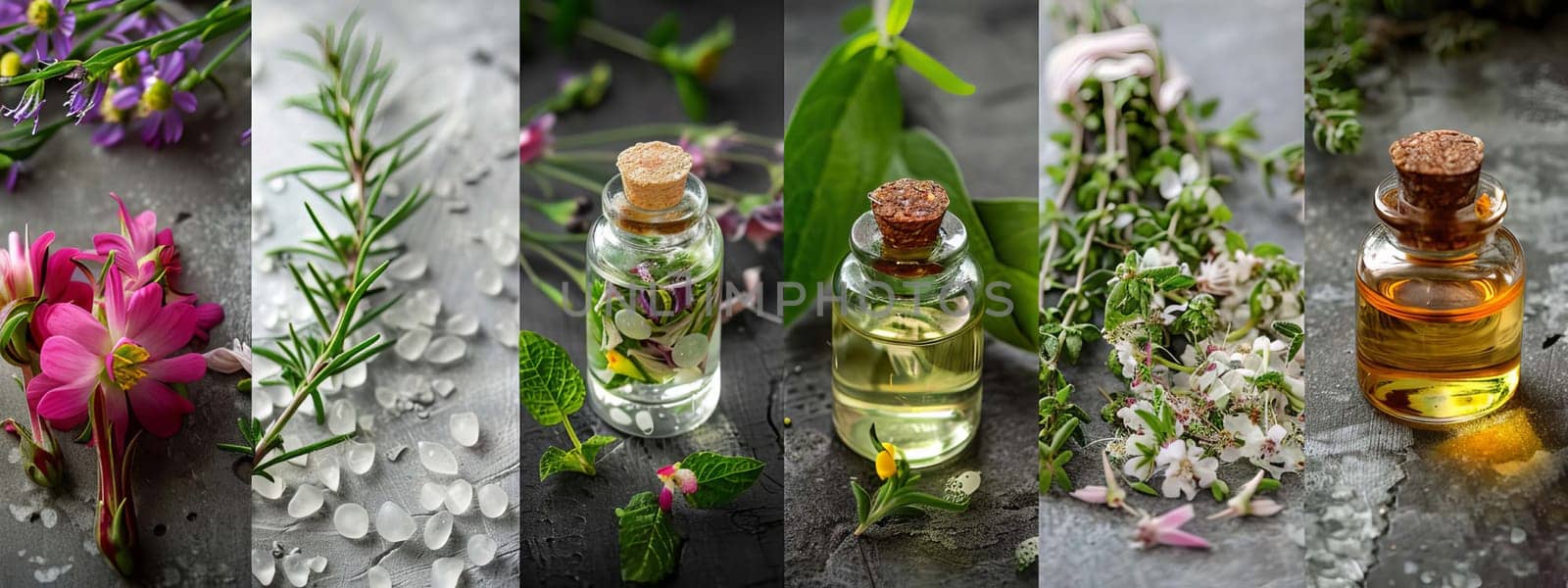 Homeopathy in small jars. Herbal extract. Selective focus. nature. Generative AI,