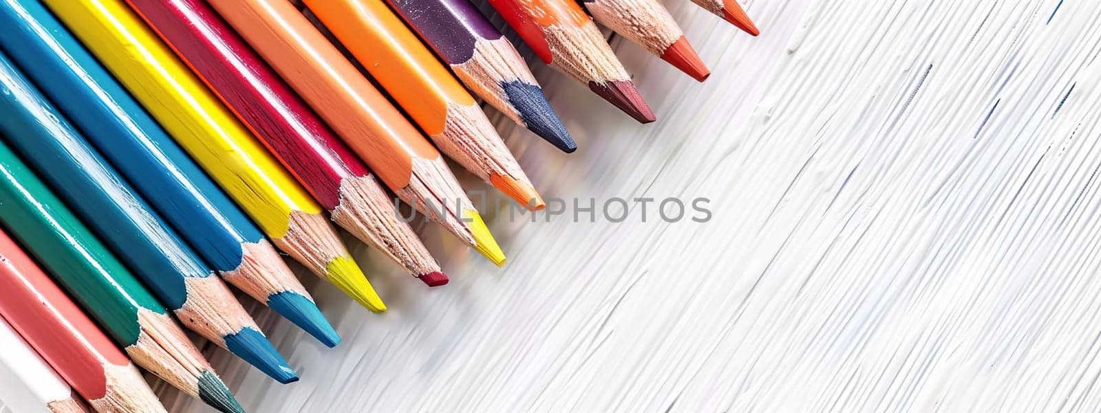 Color pencils isolated on white background. Close up. Generative AI, colorful