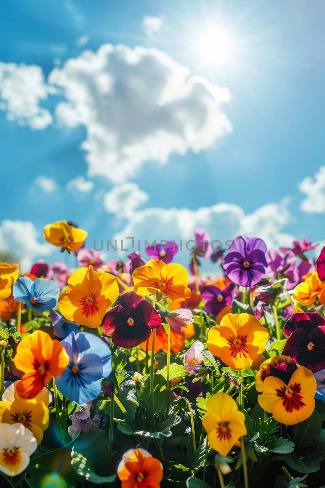 Flower field of pansies, Generative AI, flowers