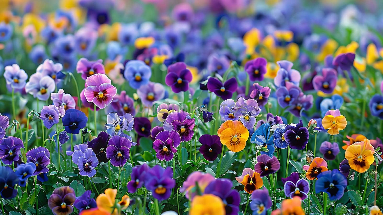 Flower field of pansies, Generative AI, flowers