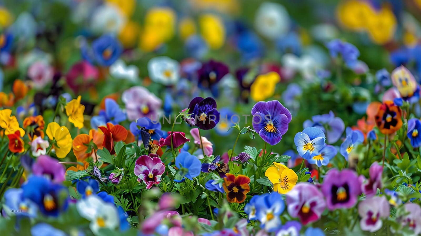 Flower field of pansies, Generative AI, flowers