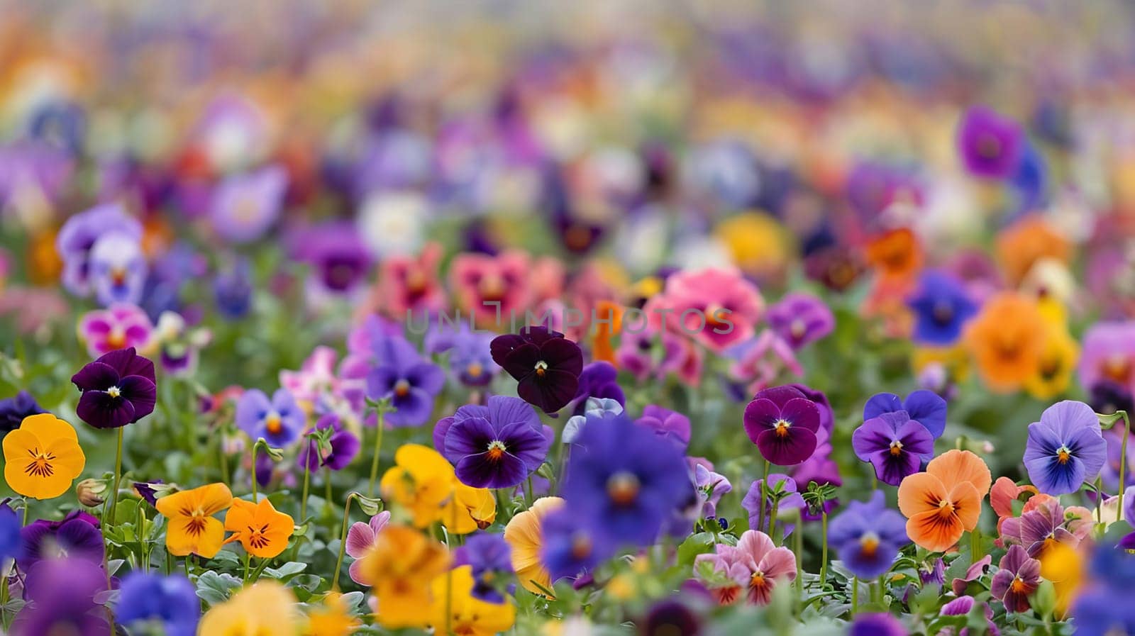 Flower field of pansies, Generative AI, flowers