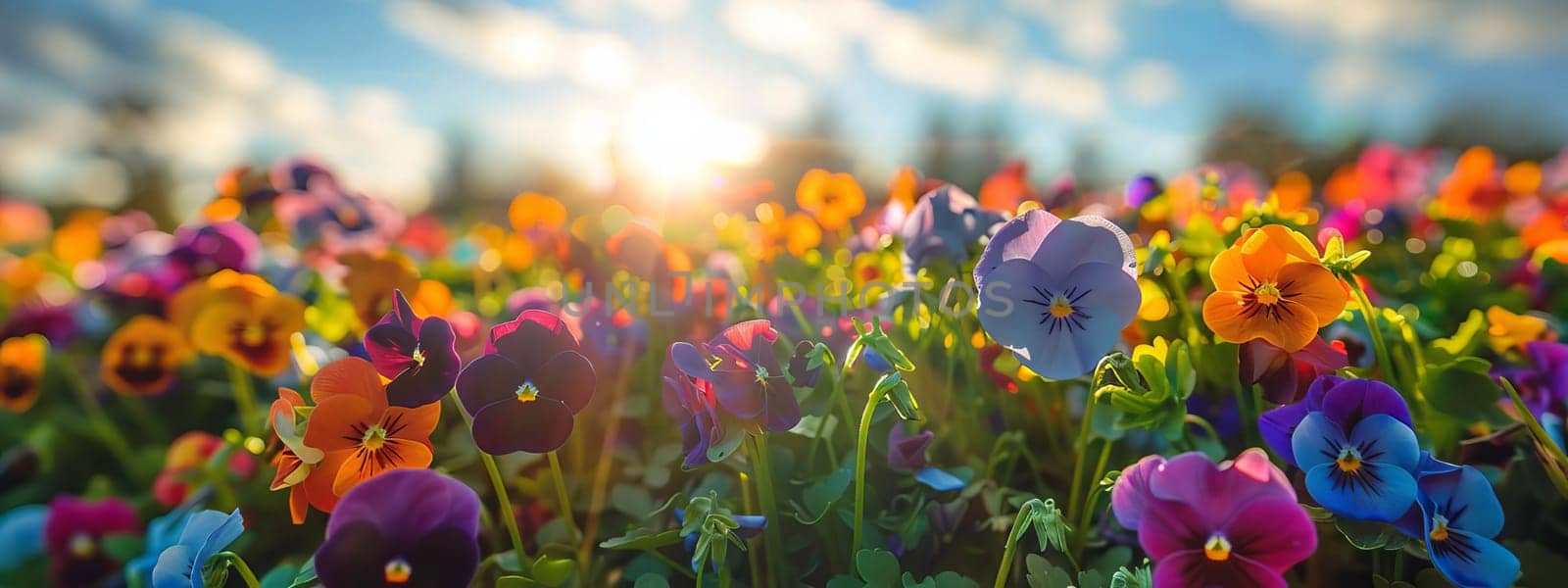 Flower field of pansies, Generative AI, flowers
