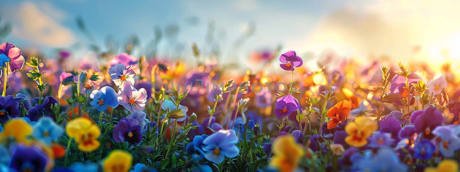 Flower field of pansies, Generative AI, flowers