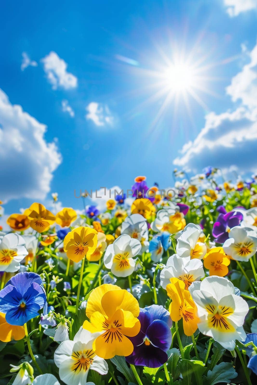 Flower field of pansies, Generative AI, flowers