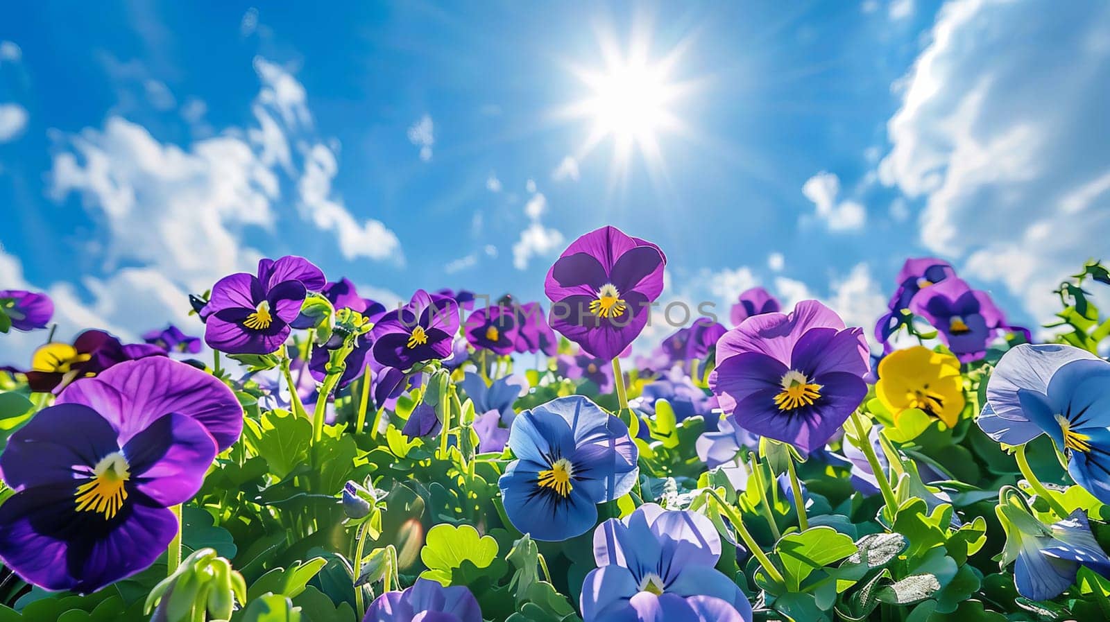 Flower field of pansies, Generative AI, flowers
