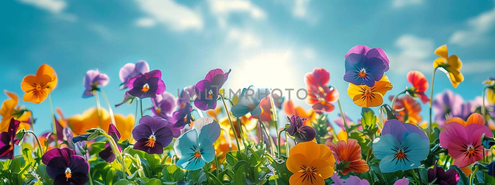 Flower field of pansies, Generative AI, flowers