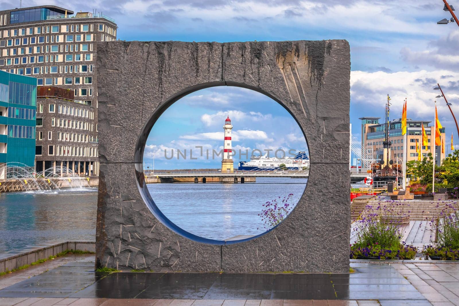 City of Malmo waterfront and lighthouse view by xbrchx