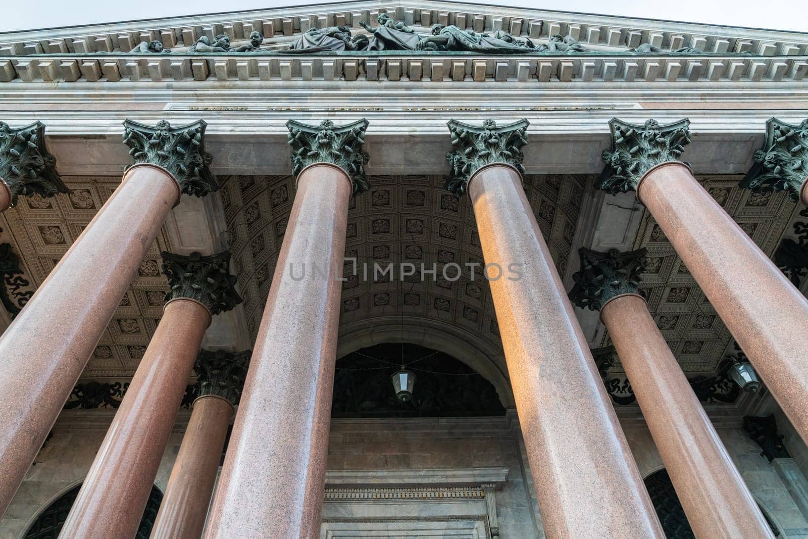 colonnade of St. Isaac's Cathedral in St. Petersburg close-up. photo